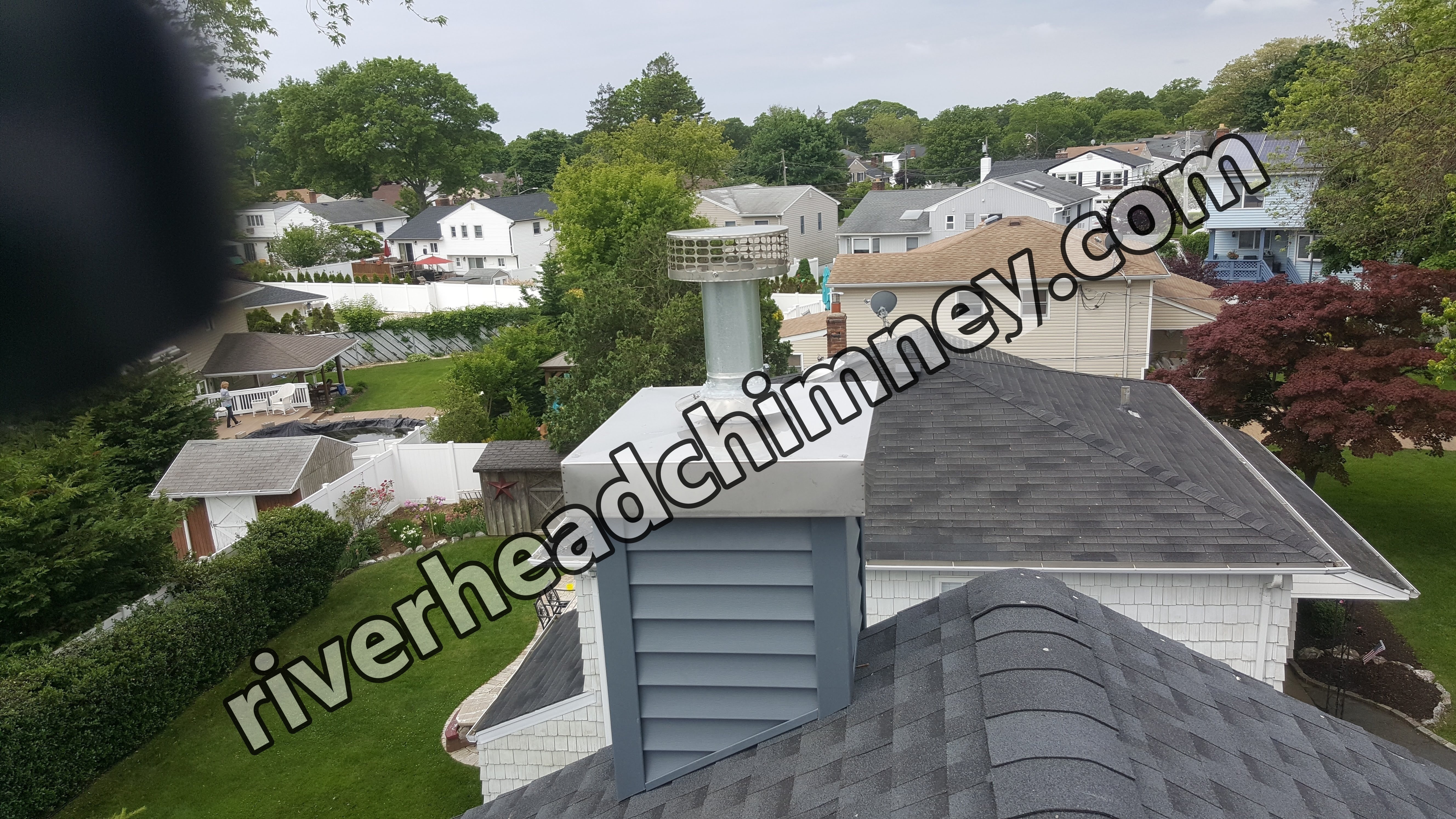 Complete chimney crown rebuild and waterproofing in Riverhead, New York